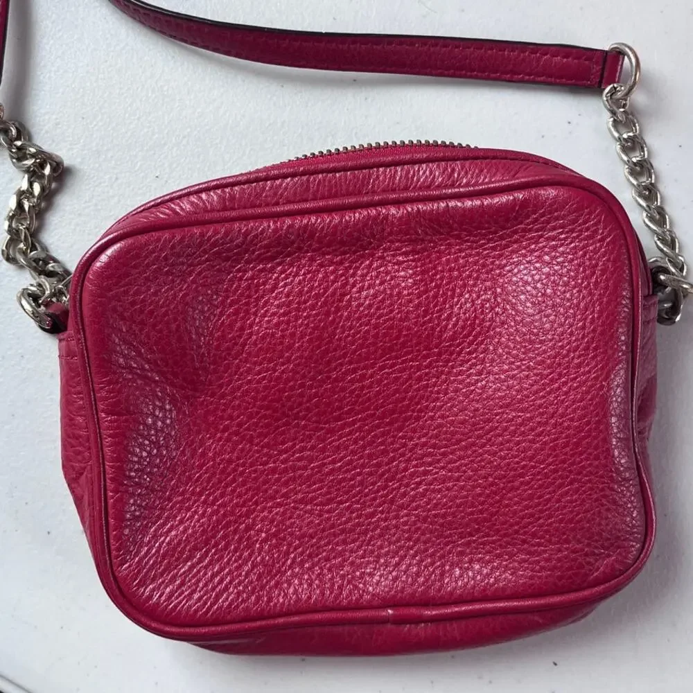 Michael Kors Small Crossbody Bag Pink Pebbled Leather Chain Strap